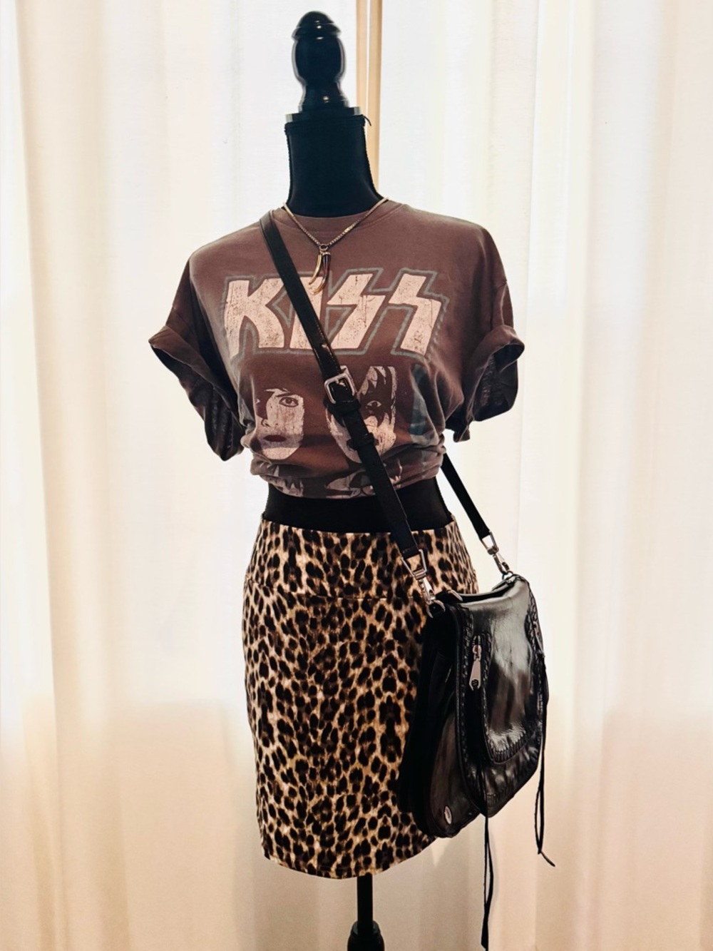 Leopard Print Cotton Mini Skirt